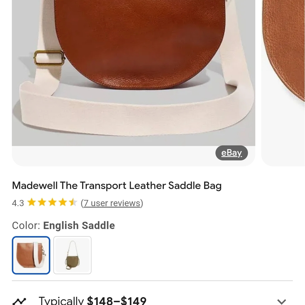 Madewell Brown Leather Saddle Bag with Cream Strap